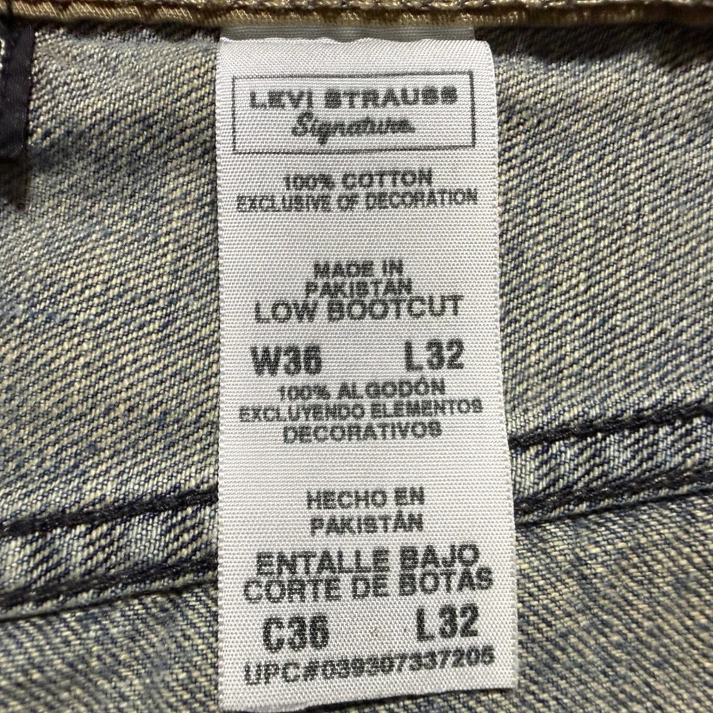 Levi Strauss Signature Jeans Mens 36x32 Blue Low Bootcut Denim 100% Cotton